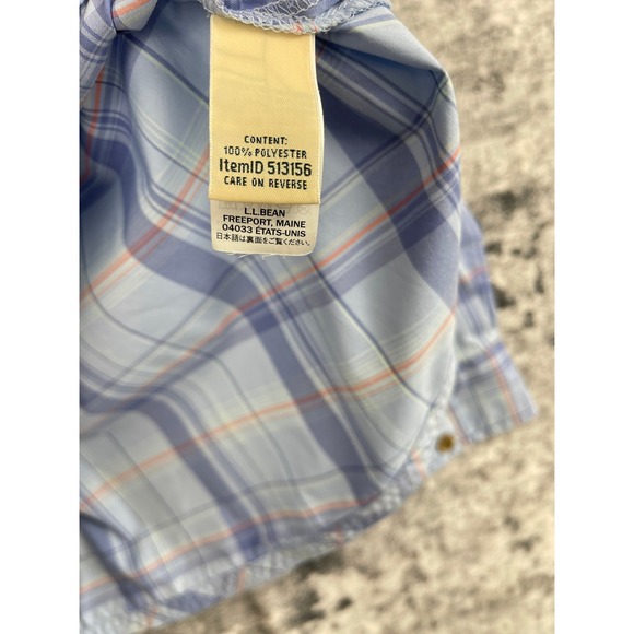 LL Bean Women XL Plaid Button Down Shirt BluePurple Hiking Travel Polyester NWOT - Picture 5 of 5